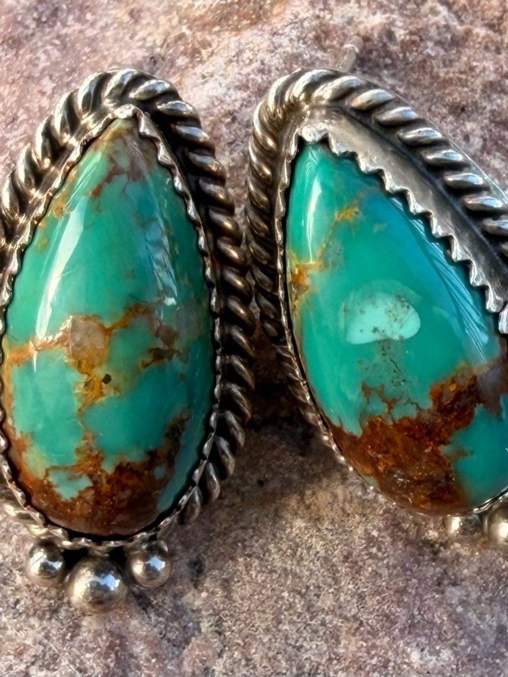 Sterling Silver Turquoise Teardrop Earrings - Fox Turquoise